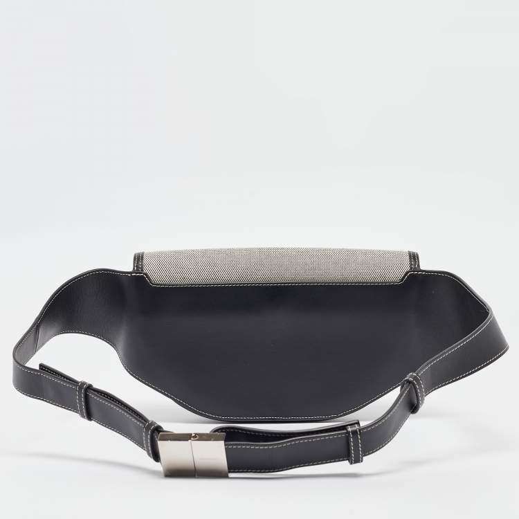 Pre Owned Burberry Grey/Black Canvas and Leather Small Olympia Bumbag