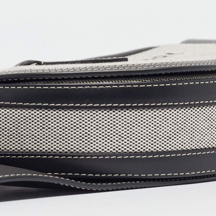 Pre Owned Burberry Grey/Black Canvas and Leather Small Olympia Bumbag