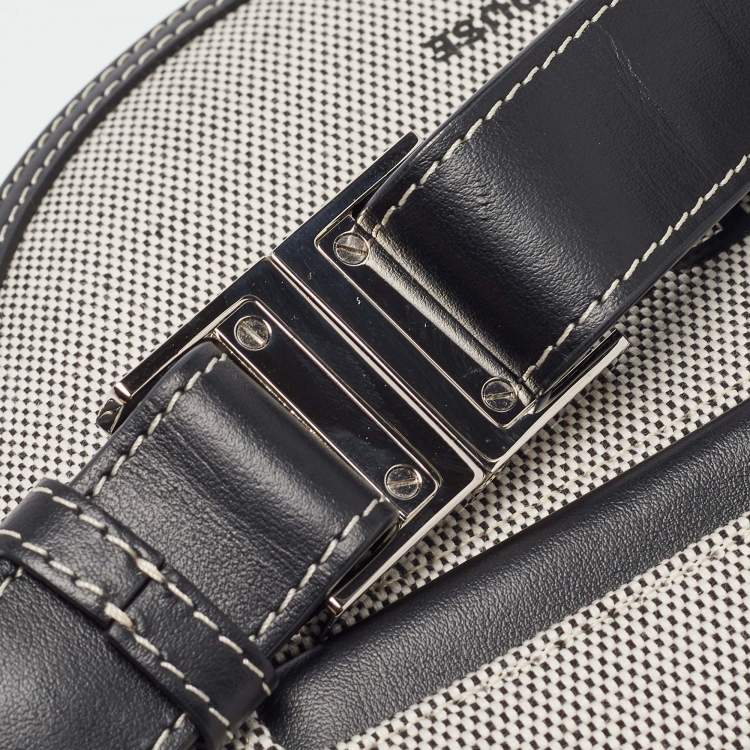 Pre Owned Burberry Grey/Black Canvas and Leather Small Olympia Bumbag