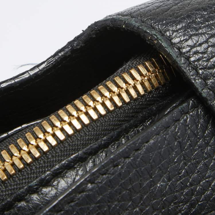 Pre Owned Burberry Black Leather Padlock Flap Satchel 