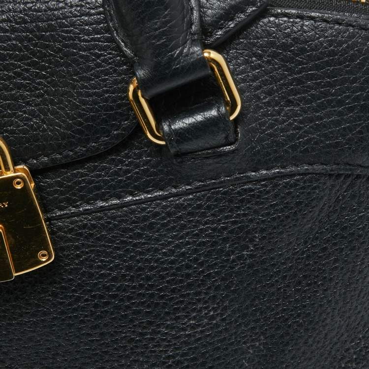 Pre Owned Burberry Black Leather Padlock Flap Satchel 
