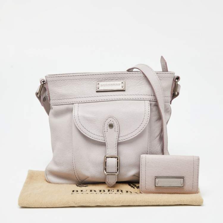Pre Owned Burberry Lavender Leather Crossbody Bag w/Wallet
