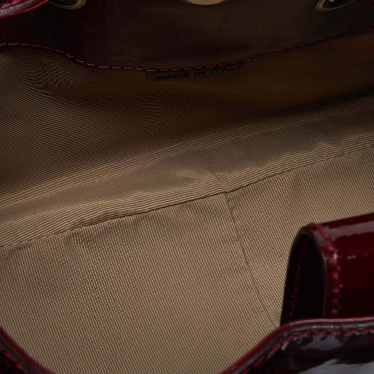 Pre Owned Burberry Red/Beige Super Nova Check Mini Warrior Studded Hobo