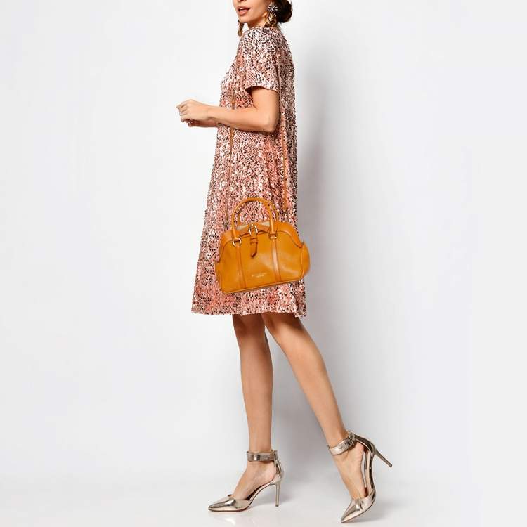 Pre Owned Burberry Orange Leather Bow Satchel