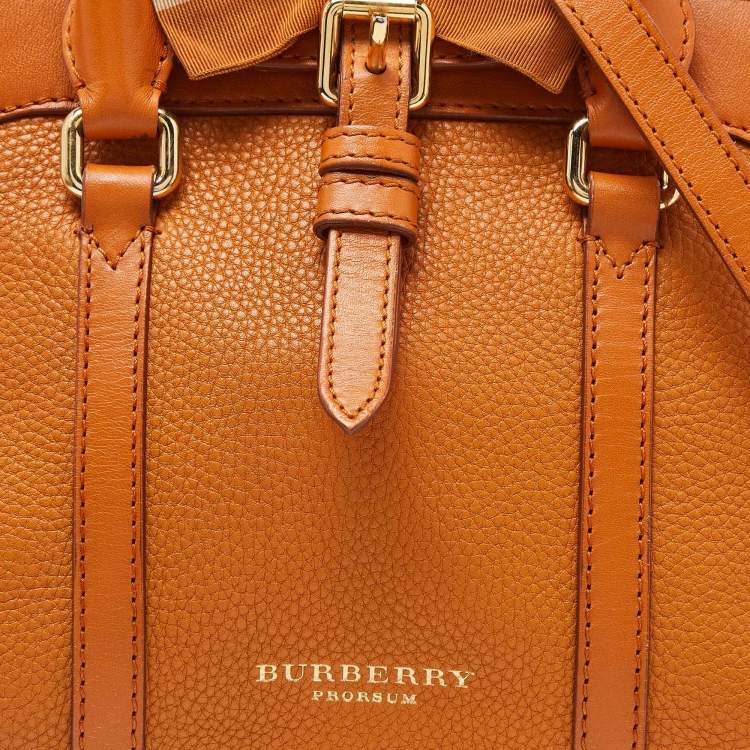 Pre Owned Burberry Orange Leather Bow Satchel