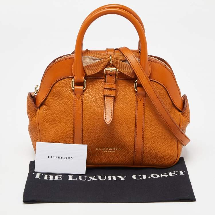 Pre Owned Burberry Orange Leather Bow Satchel