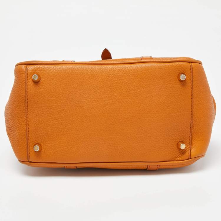 Pre Owned Burberry Orange Leather Bow Satchel