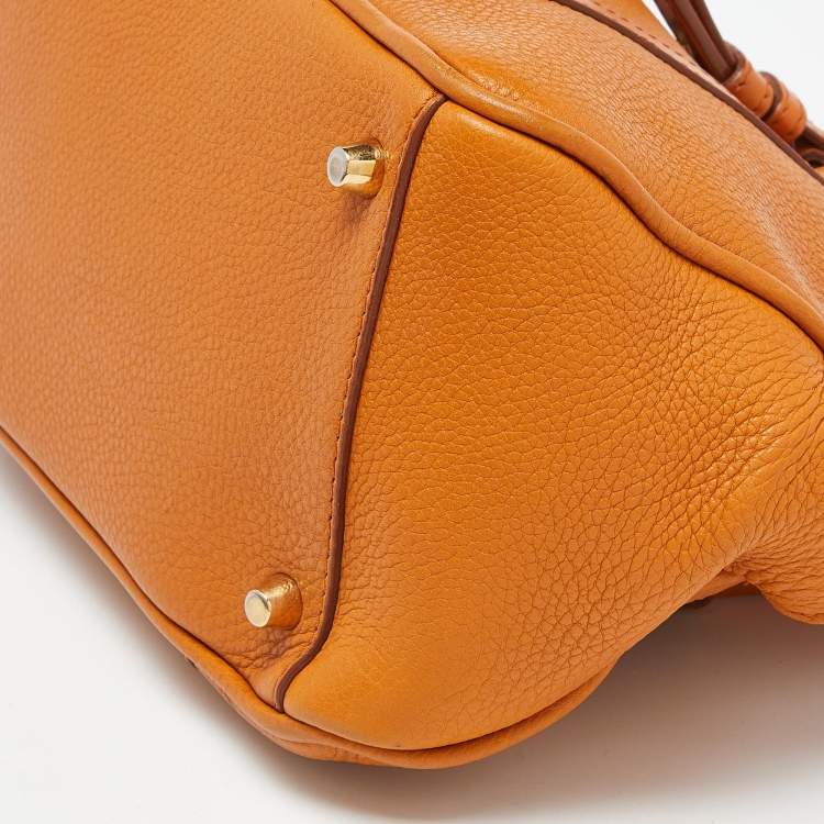Pre Owned Burberry Orange Leather Bow Satchel