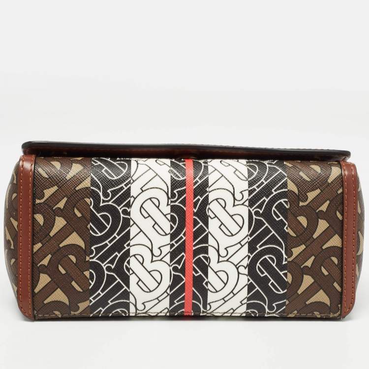 Pre Owned Burberry Brown TB Monogram Coated Canvas and Leather Hackberry Crossbody Bag