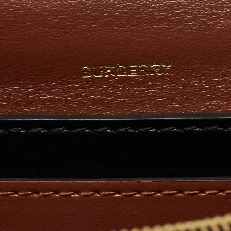 Pre Owned Burberry Brown TB Monogram Coated Canvas and Leather Hackberry Crossbody Bag