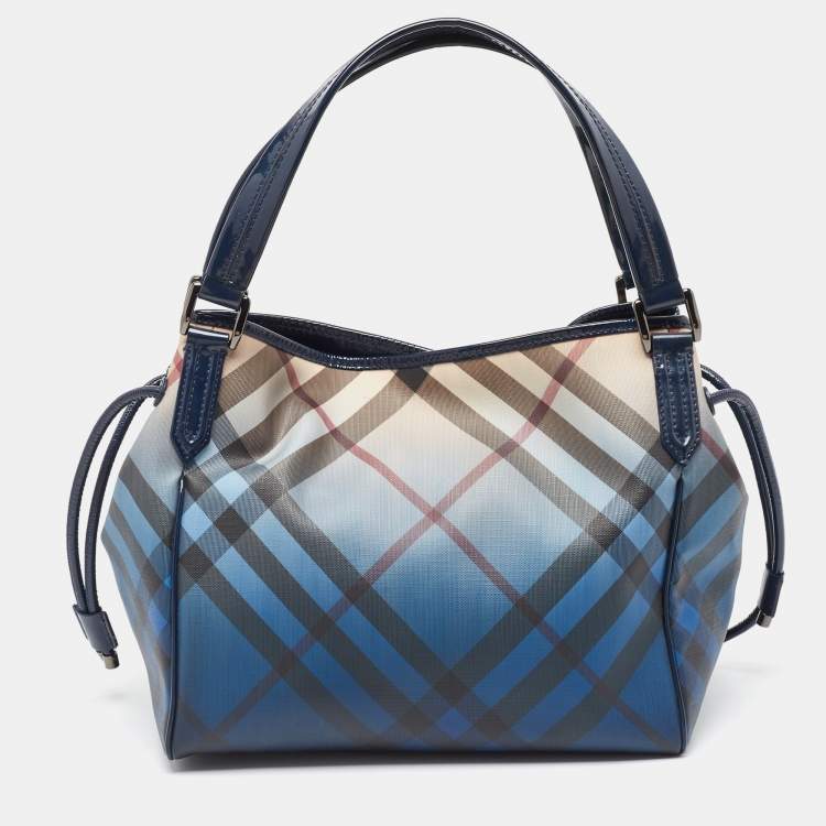 Pre Owned Burberry Blue Ombre Supernova Check PVC Bilmore Tote