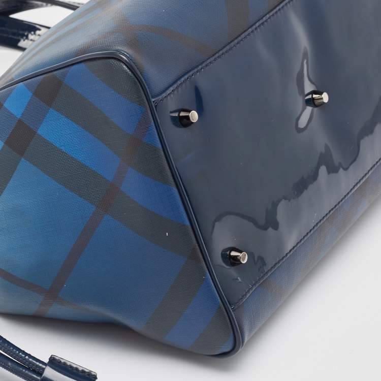 Pre Owned Burberry Blue Ombre Supernova Check PVC Bilmore Tote