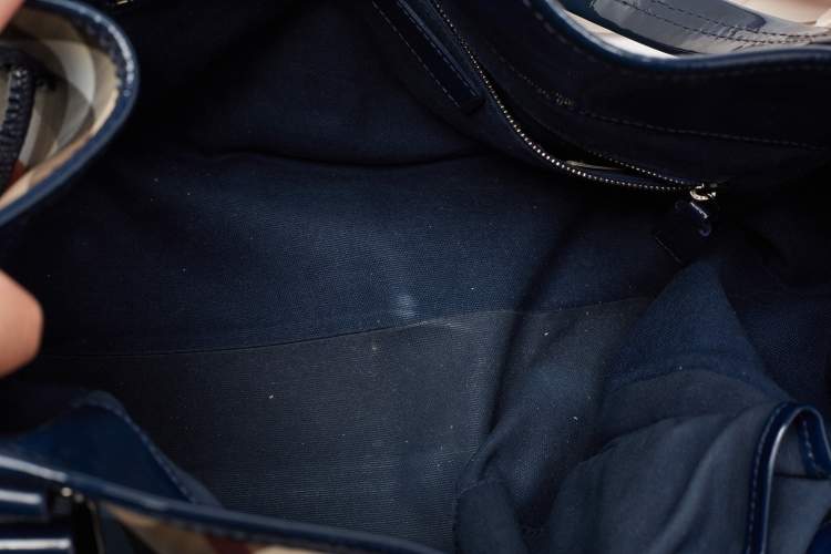 Pre Owned Burberry Blue Ombre Supernova Check PVC Bilmore Tote