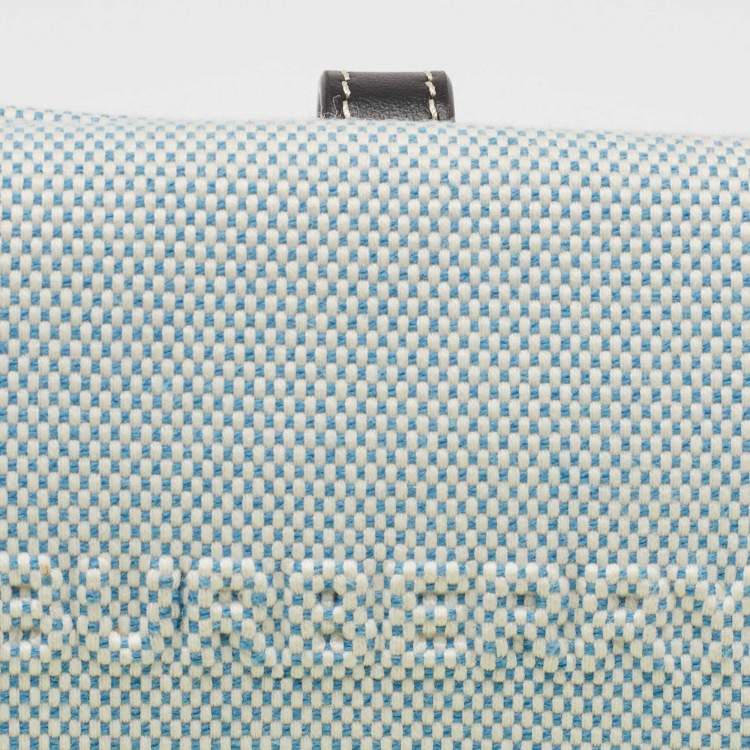 Pre Owned Burberry Blue/Black Canvas and Leather Luna Compact Wallet