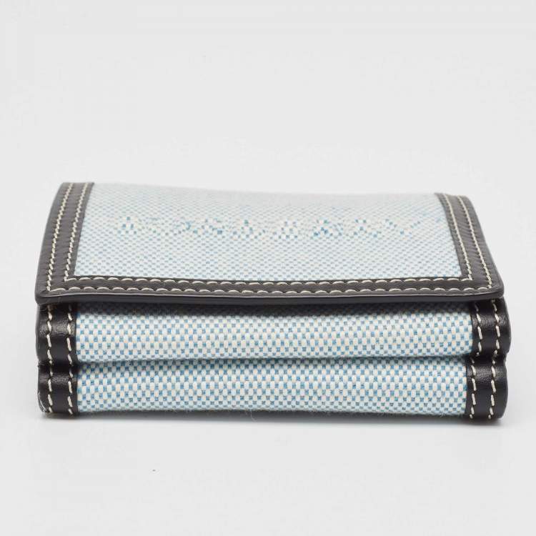 Pre Owned Burberry Blue/Black Canvas and Leather Luna Compact Wallet