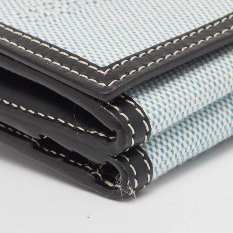 Pre Owned Burberry Blue/Black Canvas and Leather Luna Compact Wallet