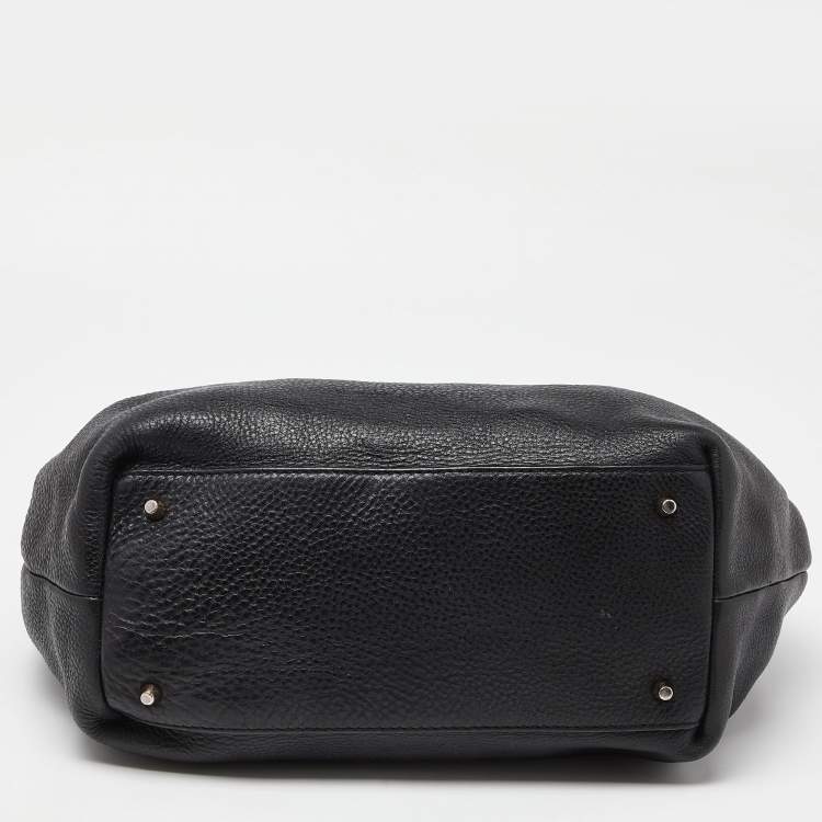 Pre Owned Burberry Black Grained Leather Medium Maidstone Tote