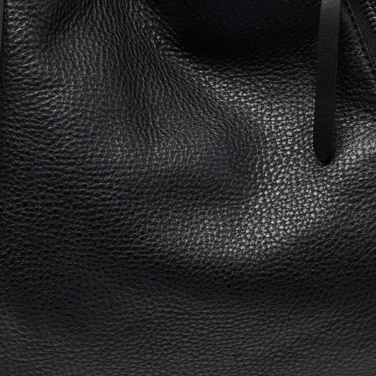 Pre Owned Burberry Black Grained Leather Medium Maidstone Tote