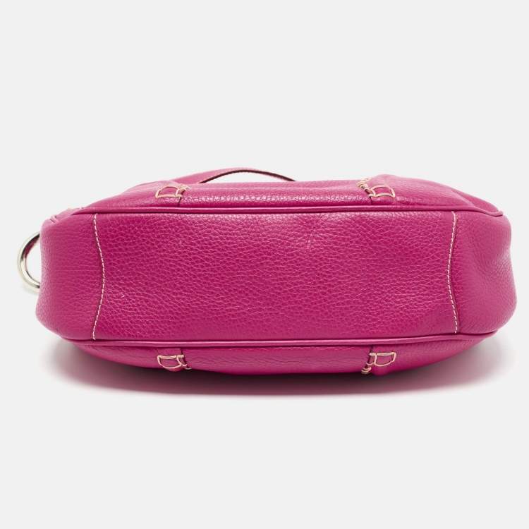 Pre Owned Burberry Dark Pink Leather Shoulder Bag
