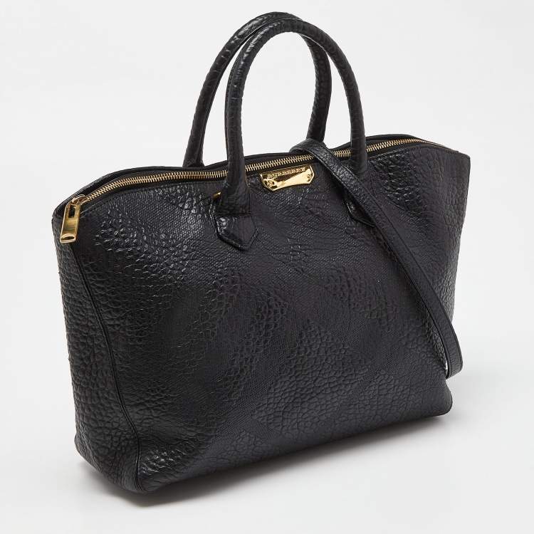 Pre Owned Burberry Black Leather Dewsbury Tote