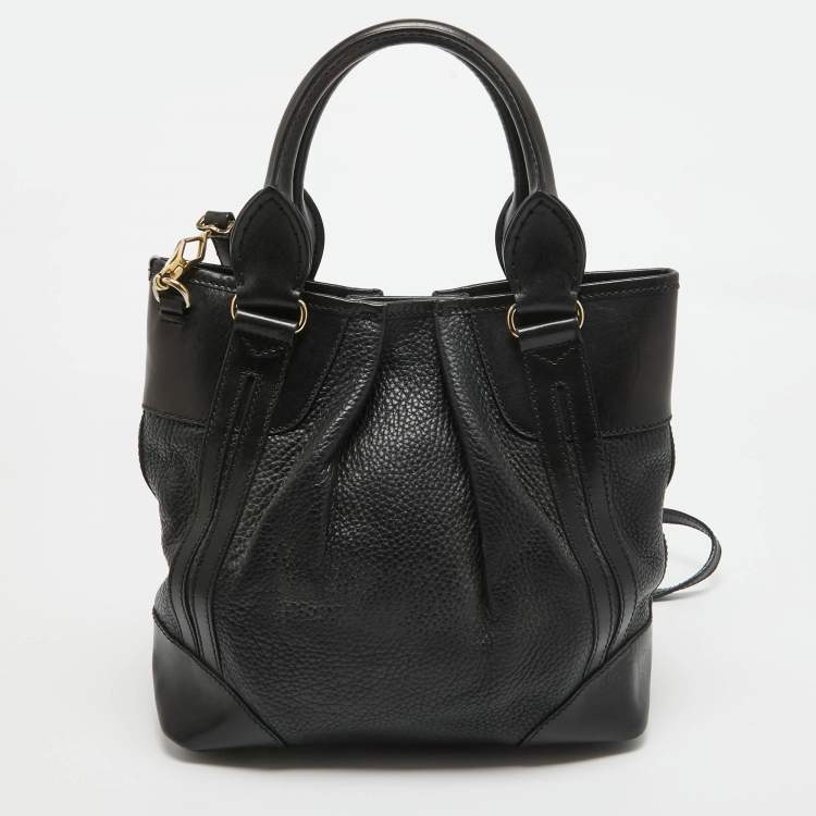 Pre Owned Burberry Black Leather Bridle Whipstitch Tote