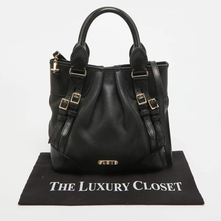 Pre Owned Burberry Black Leather Bridle Whipstitch Tote