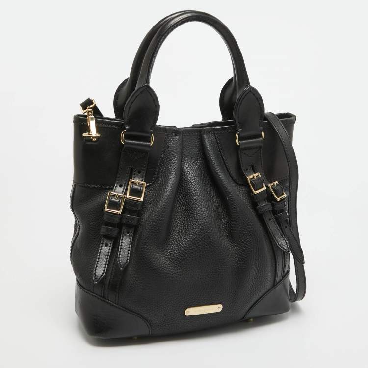 Pre Owned Burberry Black Leather Bridle Whipstitch Tote
