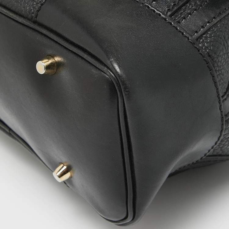 Pre Owned Burberry Black Leather Bridle Whipstitch Tote