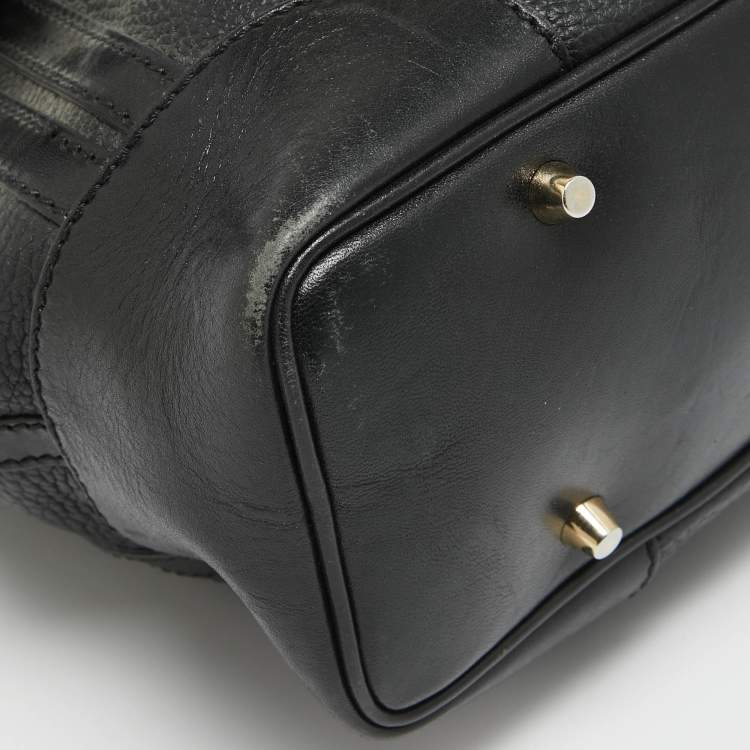 Pre Owned Burberry Black Leather Bridle Whipstitch Tote