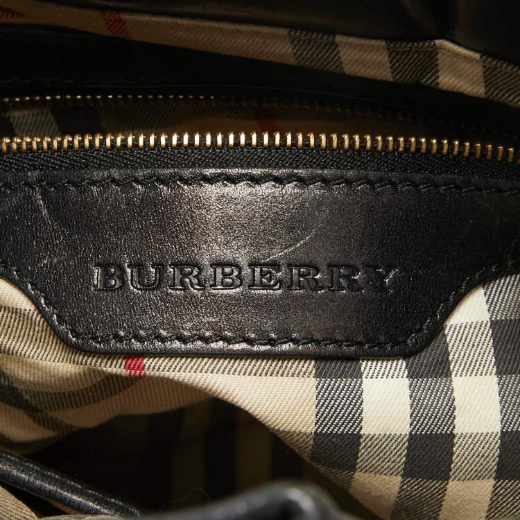 Pre Owned Burberry Black Leather Bridle Whipstitch Tote