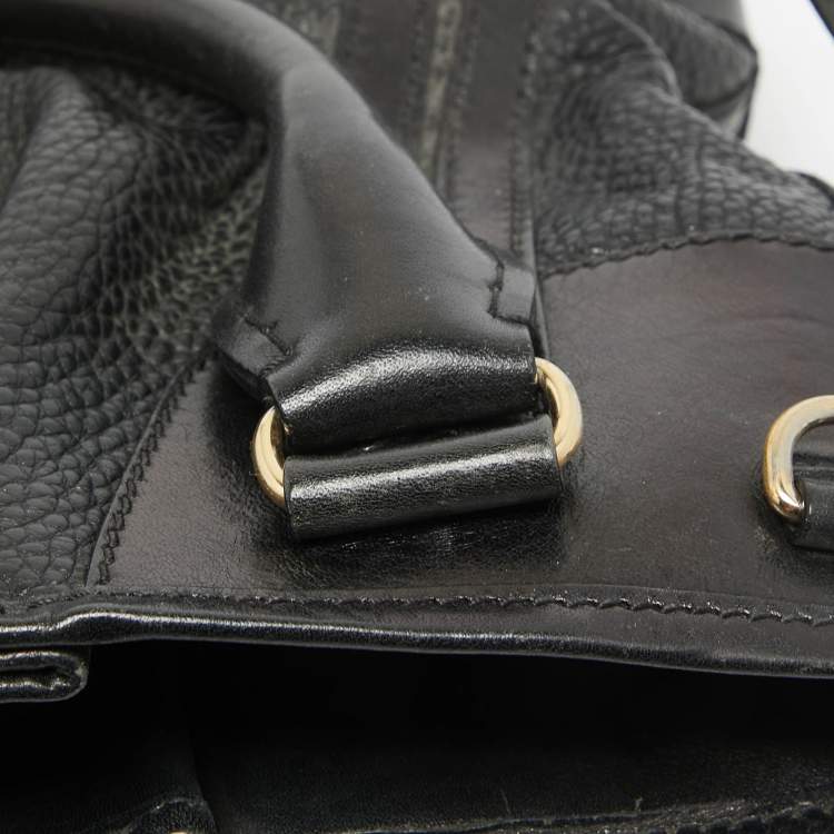 Pre Owned Burberry Black Leather Bridle Whipstitch Tote