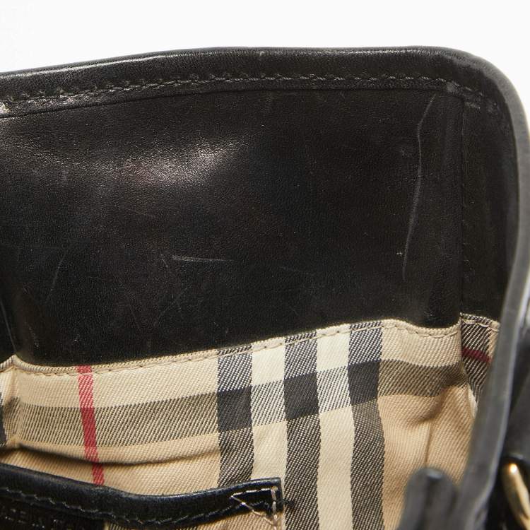 Pre Owned Burberry Black Leather Bridle Whipstitch Tote