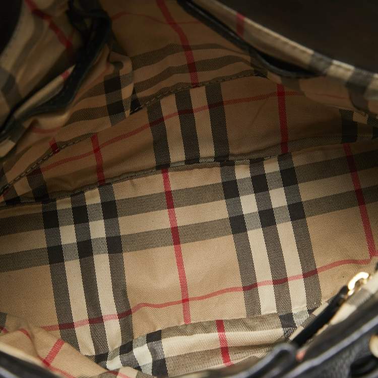 Pre Owned Burberry Black Leather Bridle Whipstitch Tote