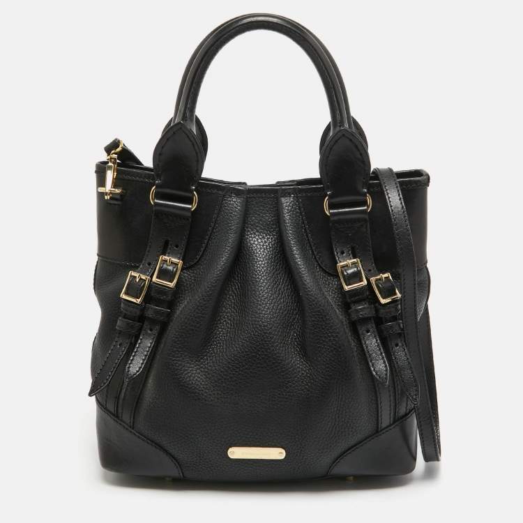 Pre Owned Burberry Black Leather Bridle Whipstitch Tote