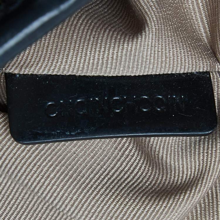 Pre Owned Burberry Beige/Black Super Nova Check PVC and Patent Leather Tote