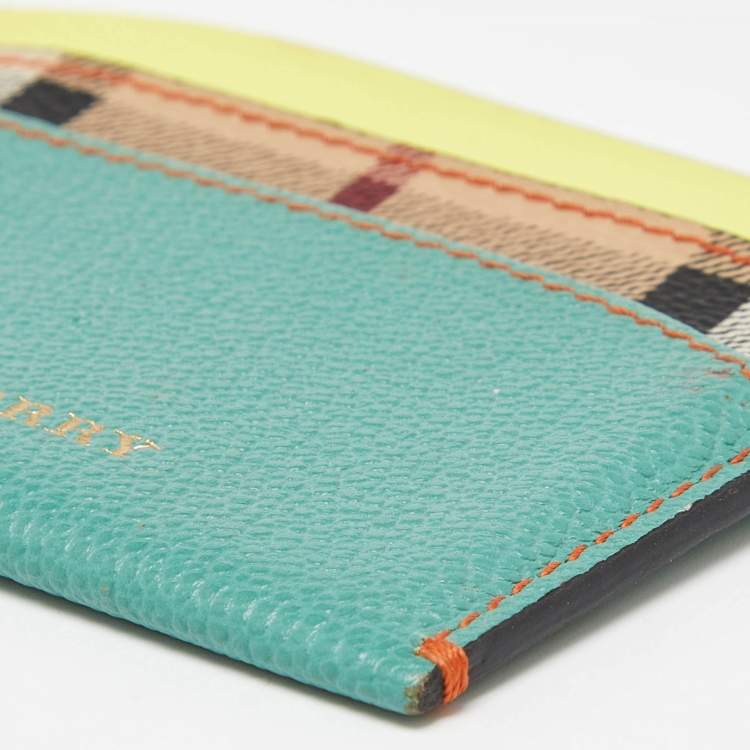 Pre Owned Burberry Multicolor Leather and Coated Canvas Card Holder