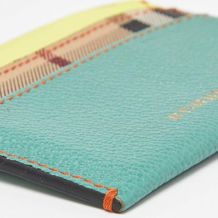 Pre Owned Burberry Multicolor Leather and Coated Canvas Card Holder