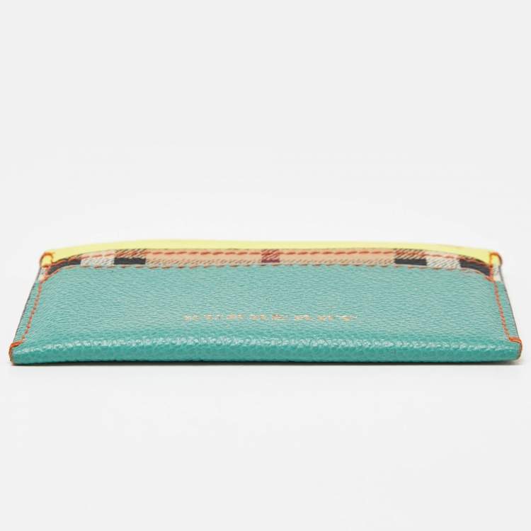 Pre Owned Burberry Multicolor Leather and Coated Canvas Card Holder