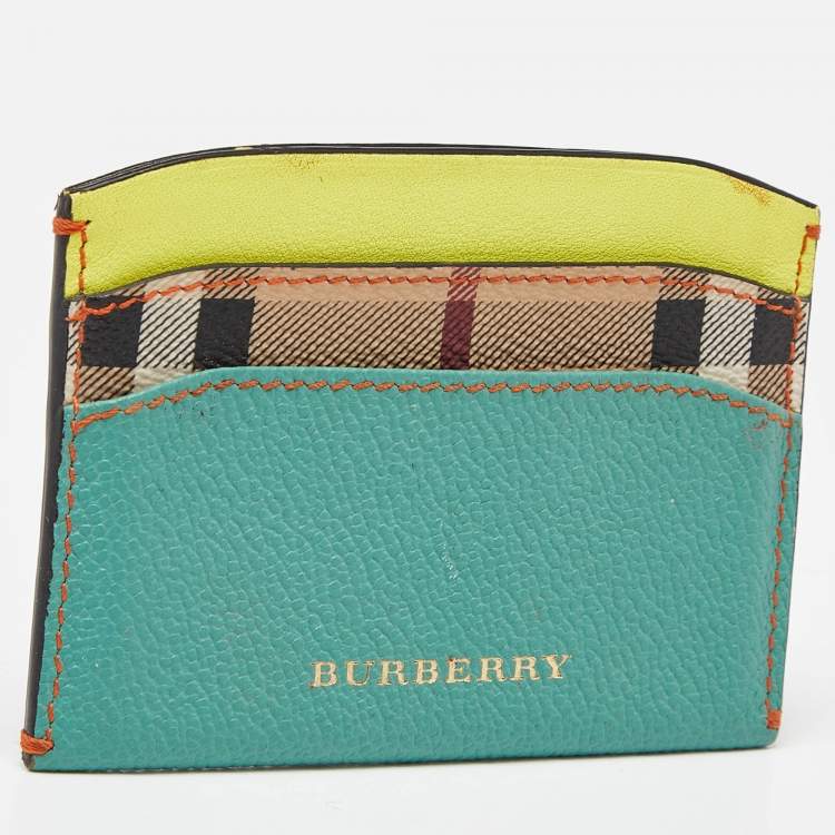 Pre Owned Burberry Multicolor Leather and Coated Canvas Card Holder