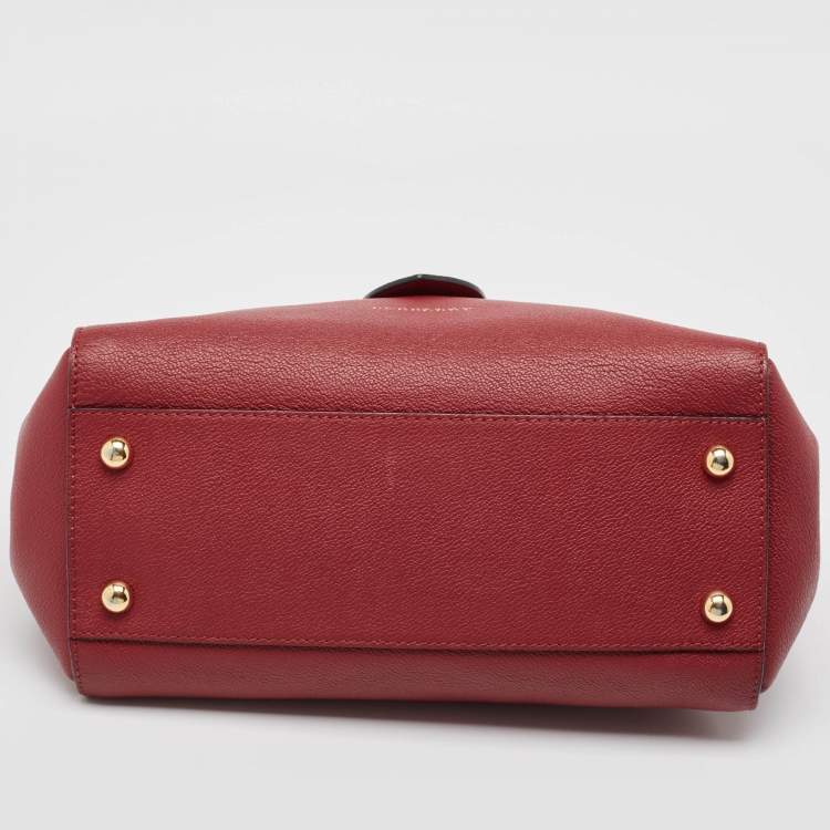 Pre Owned Burberry Red Leather Buckle Tote