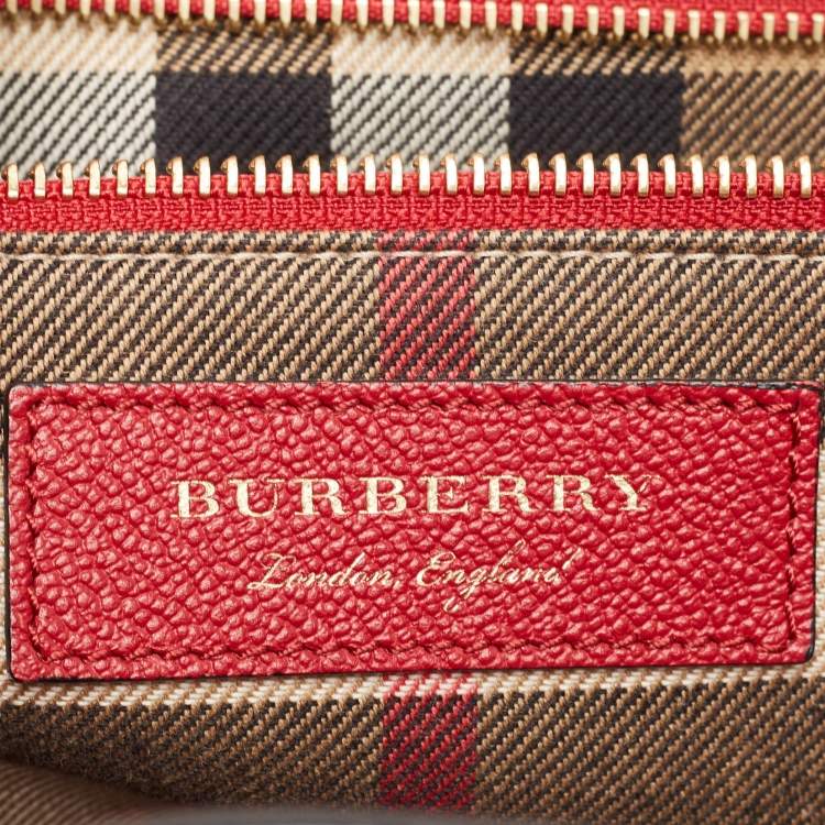 Pre Owned Burberry Red Leather Buckle Tote