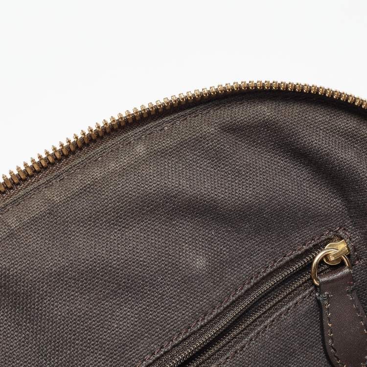 Pre Owned Burberry Beige/Dark Brown House Check Coated Canvas and Leather Orchard Bag