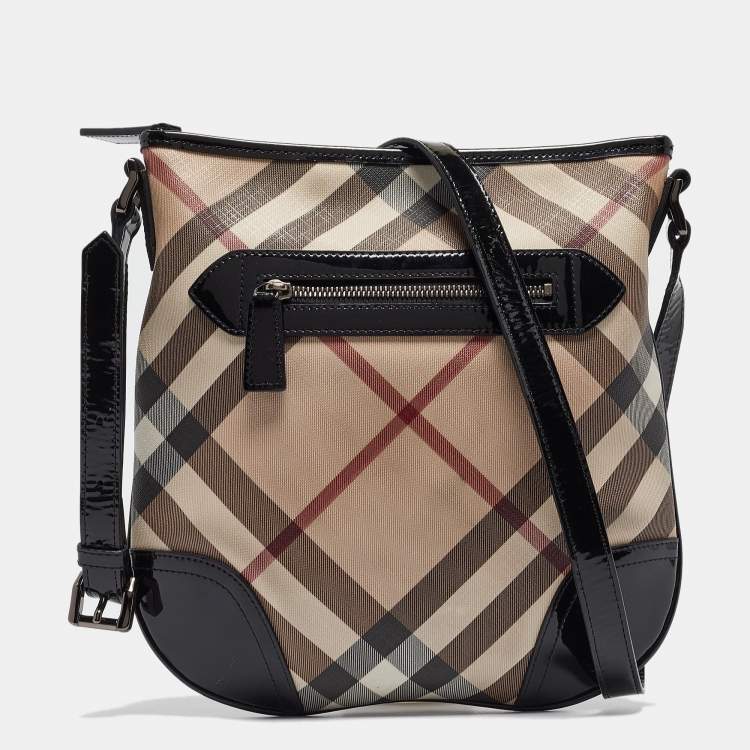 Burberry Black/Beige Supernova Check PVC and Patent Leather