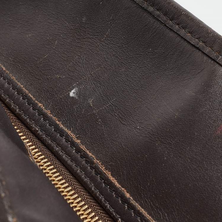 Pre Owned Burberry Choco Brown/Beige Haymarket Check Coated Canvas and Leather Minford Satchel