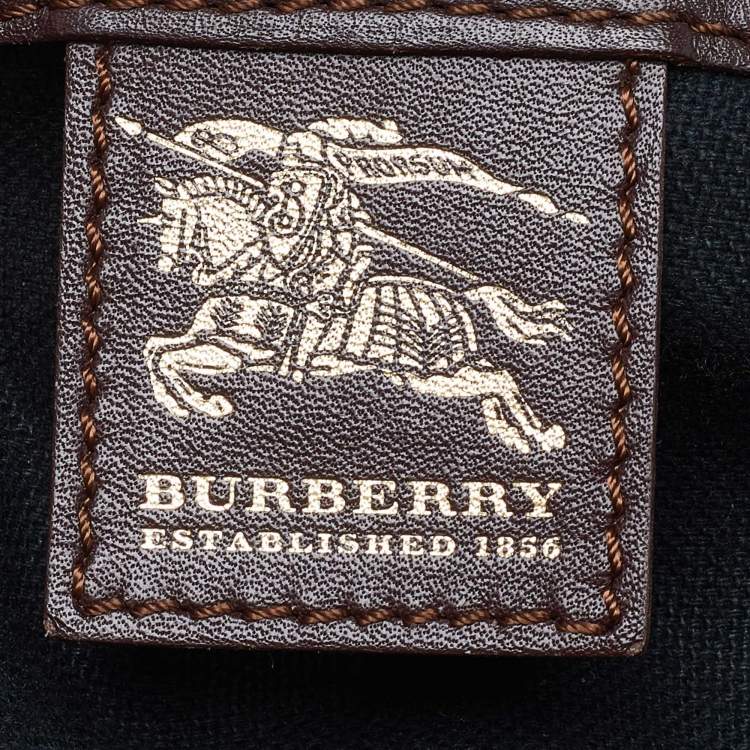 Pre Owned Burberry Brown/Beige Haymarket Coated Canvas and Leather Chester Bowler Bag