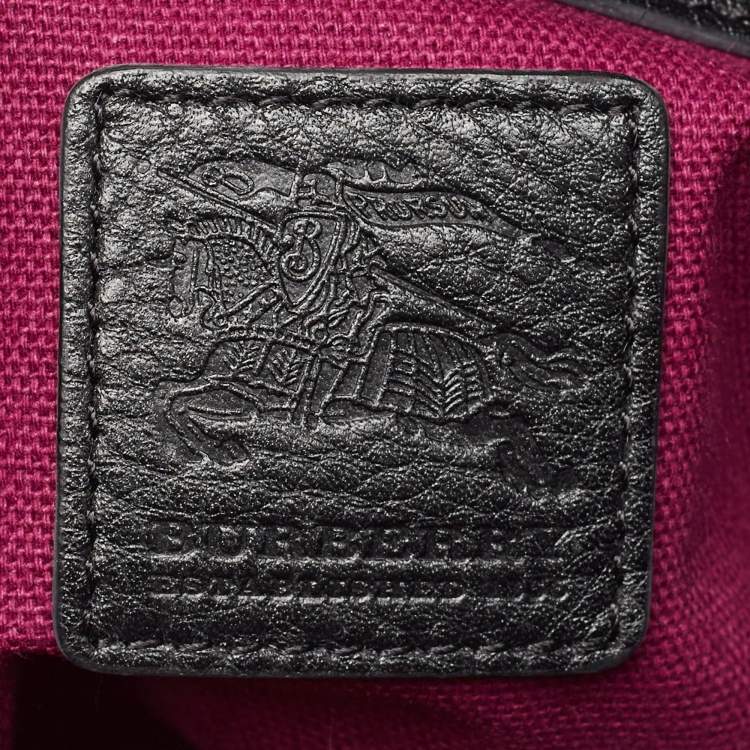 Pre Owned Burberry Black House Check Canvas and Leather Larkin Hobo