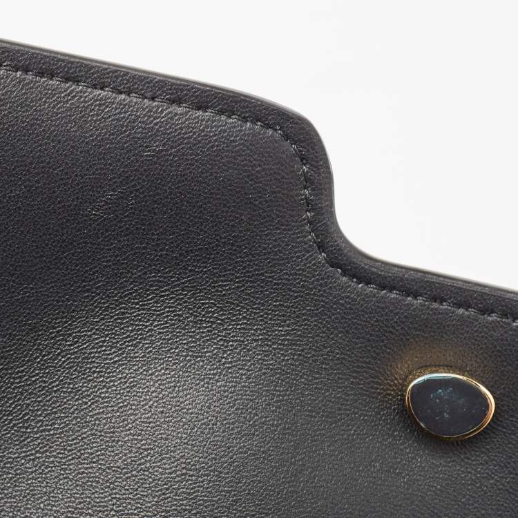 Pre Owned Burberry Black Leather Medium TB Shoulder Bag