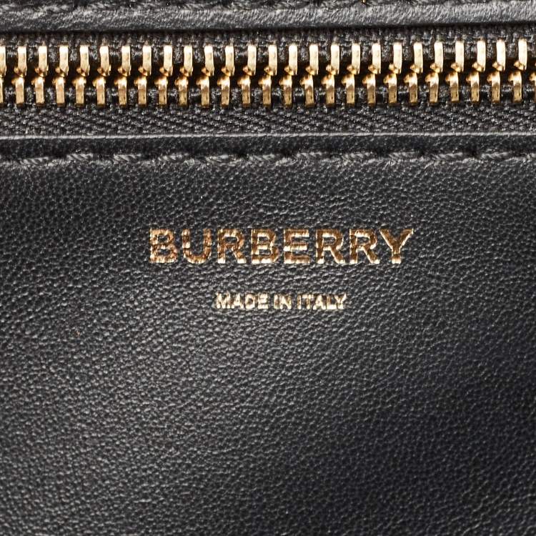 Pre Owned Burberry Black Leather Medium TB Shoulder Bag