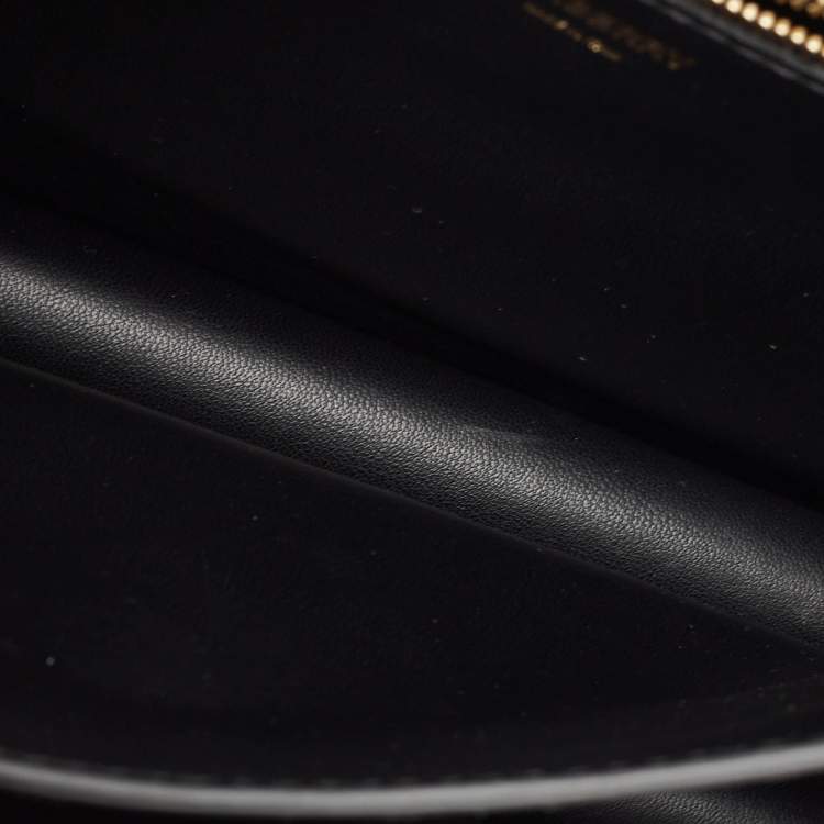 Pre Owned Burberry Black Leather Medium TB Shoulder Bag