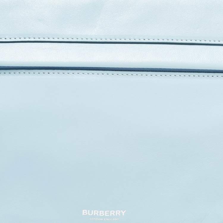 Pre Owned Burberry Pale Blue Soft Leather Small Olympia Shoulder Bag